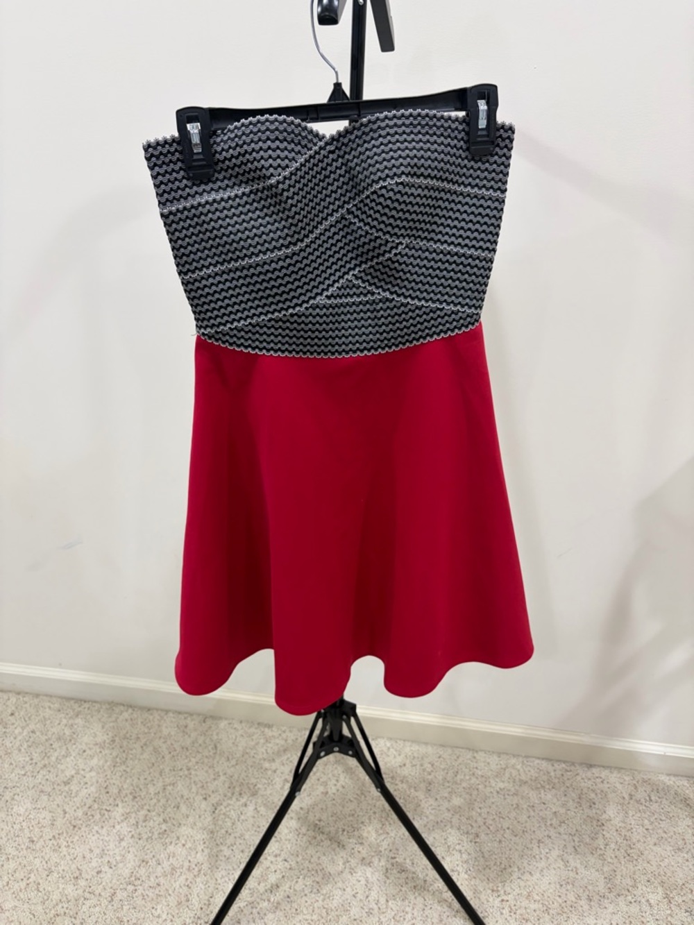 Trixxi Strapless Black & Red Fit-and-Flare Dress